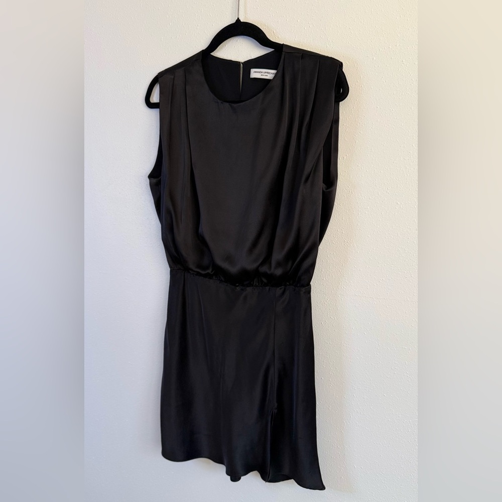 Amanda Uprichard 100% Silk Black Cocktail Evening Dress Minimalist Size M - Picture 5 of 13
